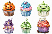 Watercolor Scary Halloween Cupcake, an Illustration by Craft Nest (Thumbnail 4 of 6)