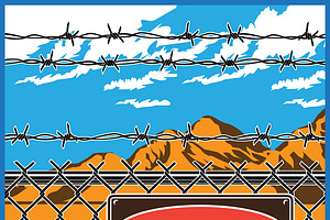 Fence and Barbed Wire mini Set, an Illustration by Blacklight