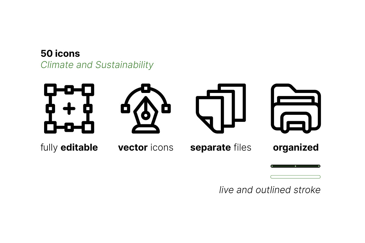 50 Climate And Sustainability Icons, an Outline Icon by Side Project (Photo 4 of 8)