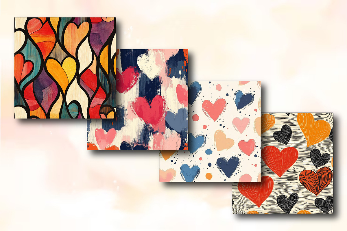 Abstract Love Shapes Pattern Paper, an Illustration by RobertsArt (Photo 3 of 5)