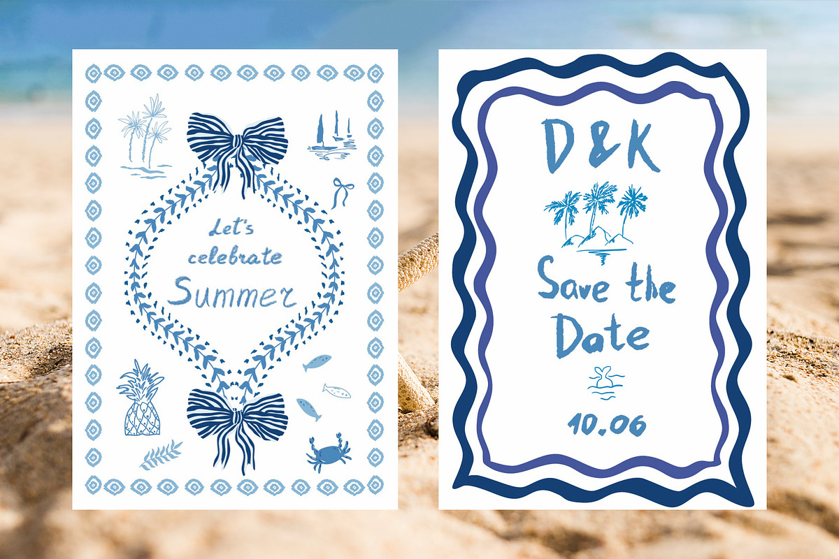 Blue coastal line art, sea clipart, an Object Graphic by Tani Kuzminka (Photo 9 of 13)