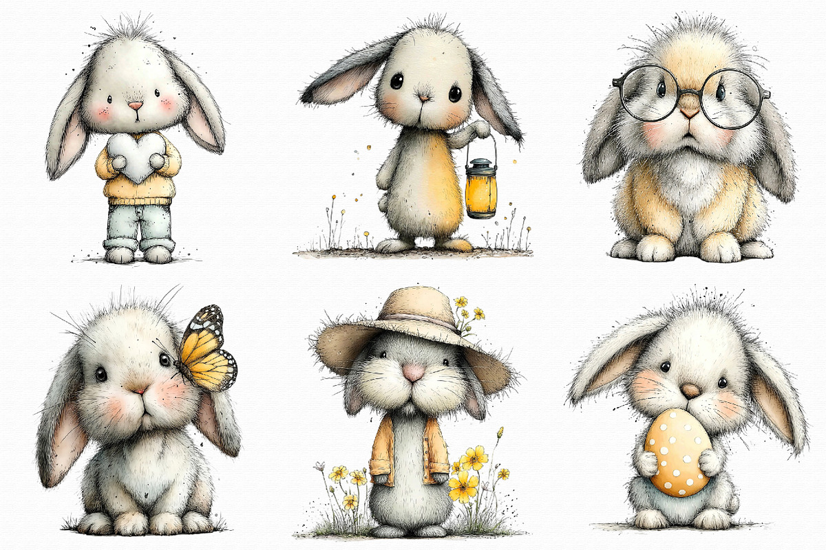 Whimsical Easter Bunny Clipart, an Illustration by Libby Wishes (Photo 7 of 9)