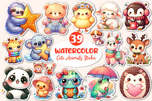 Cute Animals Stickers Clipart Bundle, an Illustration by Dream Creation