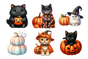 Cute Halloween Cats Punpkin Clipart, an Illustration by Daily.Designs (Thumbnail 3 of 5)