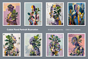 Cubist Floral Portrait Illustration, a Decorative Illustration by Housui Patterns (Thumbnail 2 of 17)