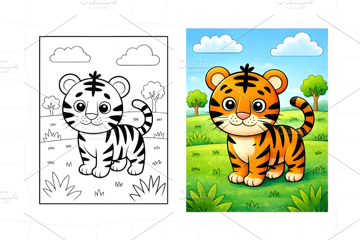 Cute Jungle Animals Coloring Book, an Animal Illustration by Ink Gallery (Photo 7 of 8)