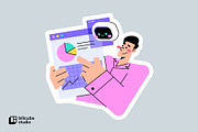 AI Data Analysis Vector Illustration, a Technology Illustration by Bilicube Studio (Thumbnail 1 of 3)