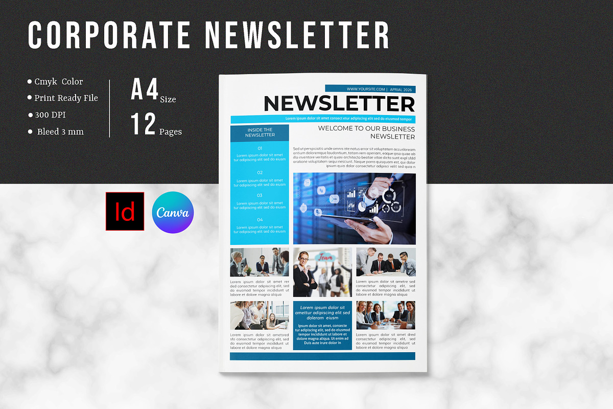 Corporate Newsletter Template, a Brochure Template by retrographix (Photo 1 of 9)