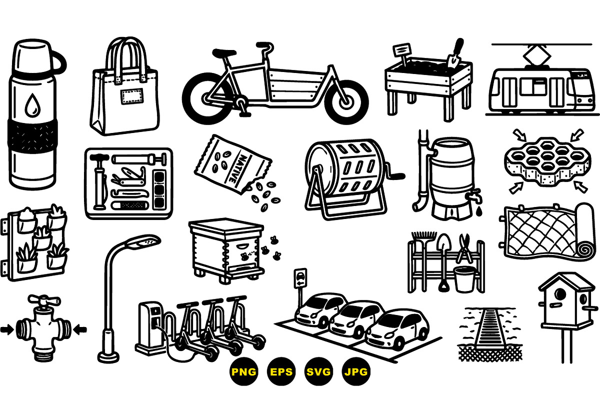 Urban Eco Lifestyle Icons Set, an Illustration by designvectx (Photo 3 of 3)