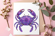 Watercolor Floral Crabs PNG Clipart, an Animal Illustration by RobertsArt (Thumbnail 6 of 6)