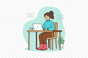Woman Working on Laptop Illustration, a Work Illustration by Partikusi Design (Thumbnail 3 of 3)