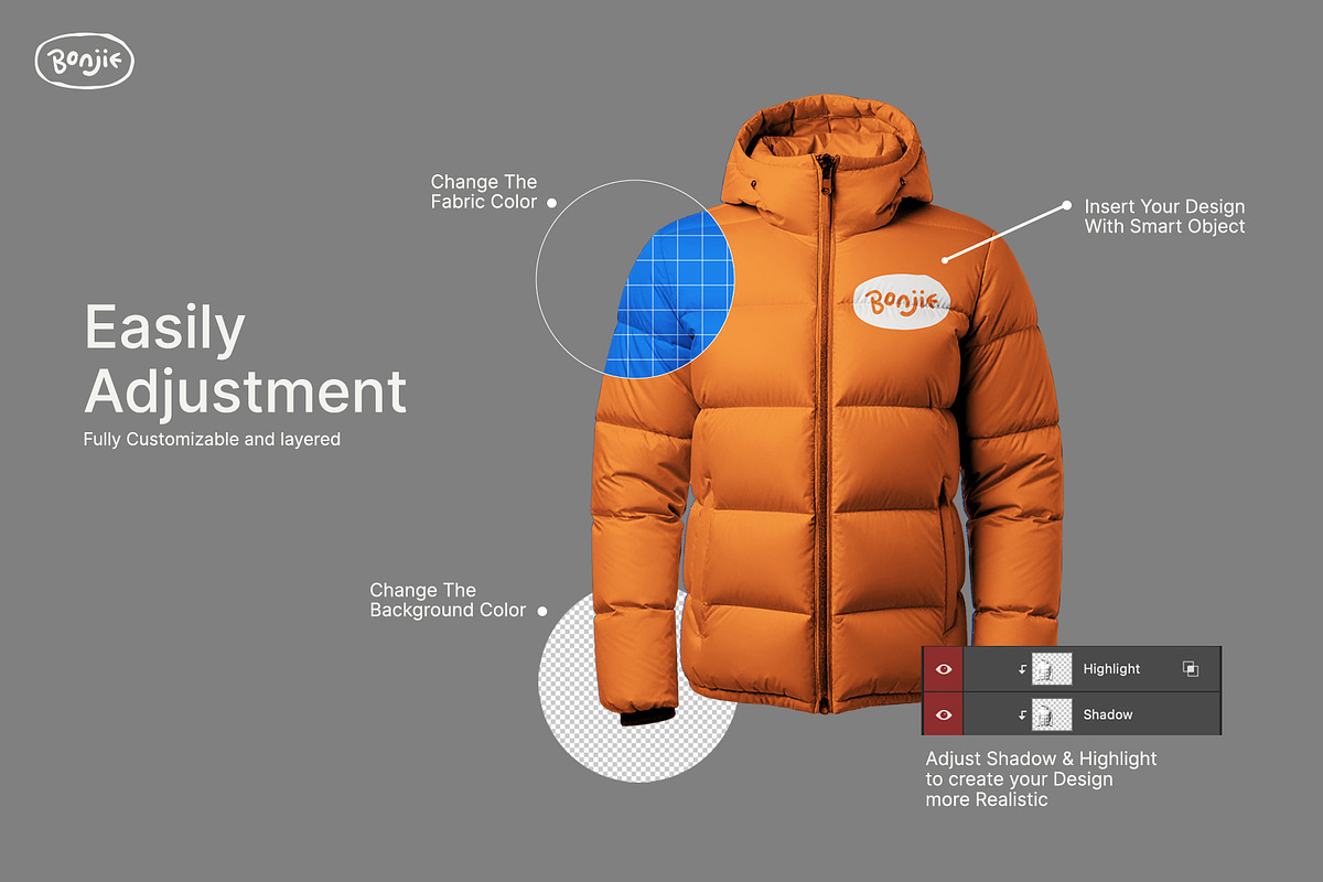 Puffer Hoodie Mockup, a Hoody Mockup by Pipello Grafik (Photo 2 of 3)