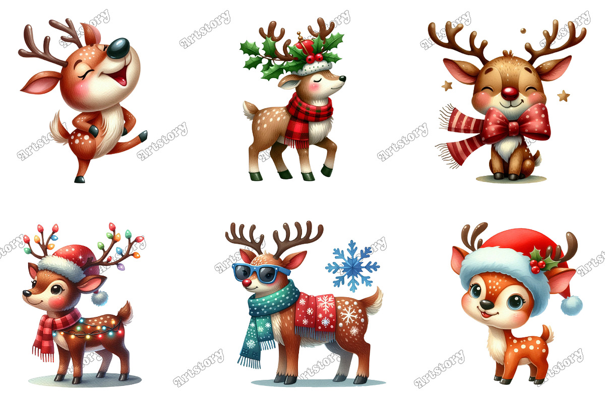 Funny Quirky Christmas Reindeer Clip, an Illustration by designcity5 (Photo 3 of 5)