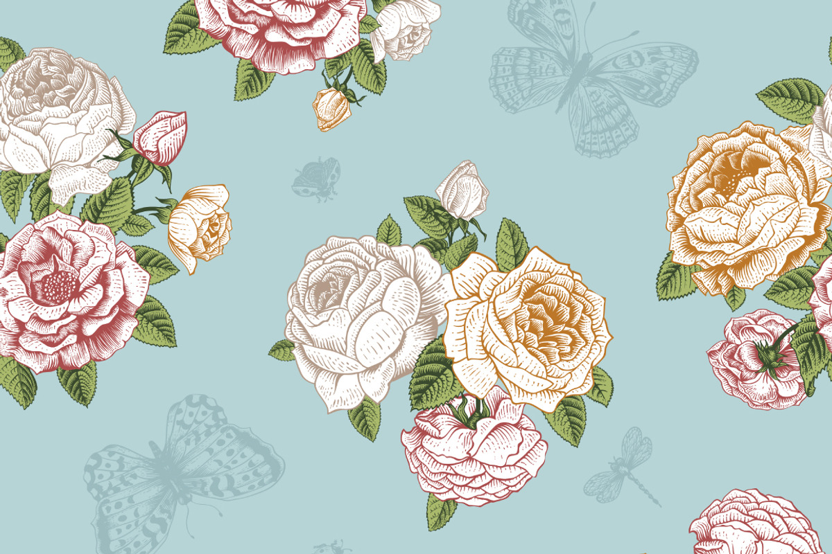 Vector vintage floral pattern. Set. preview 4
