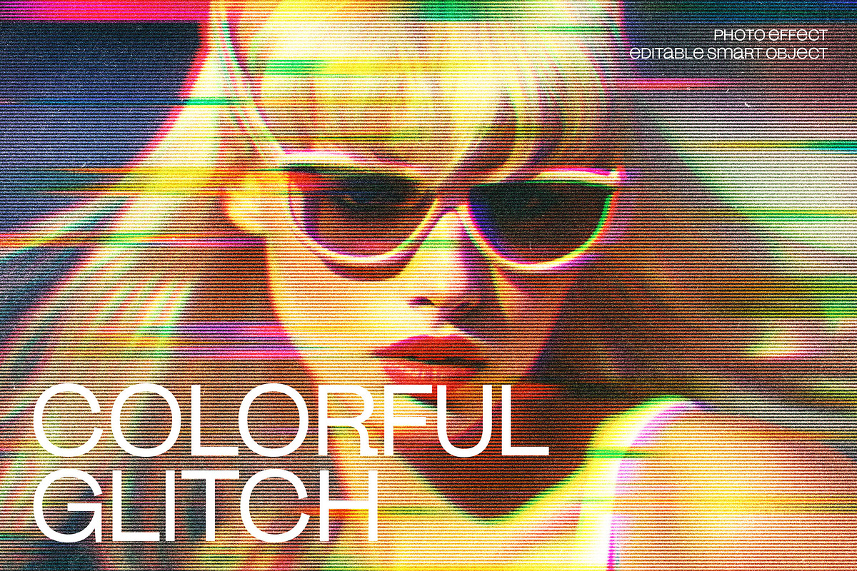 Colorful Glitch Photo Effect, a Layer Style Add-On by dokudokunomi (Photo 1 of 5)