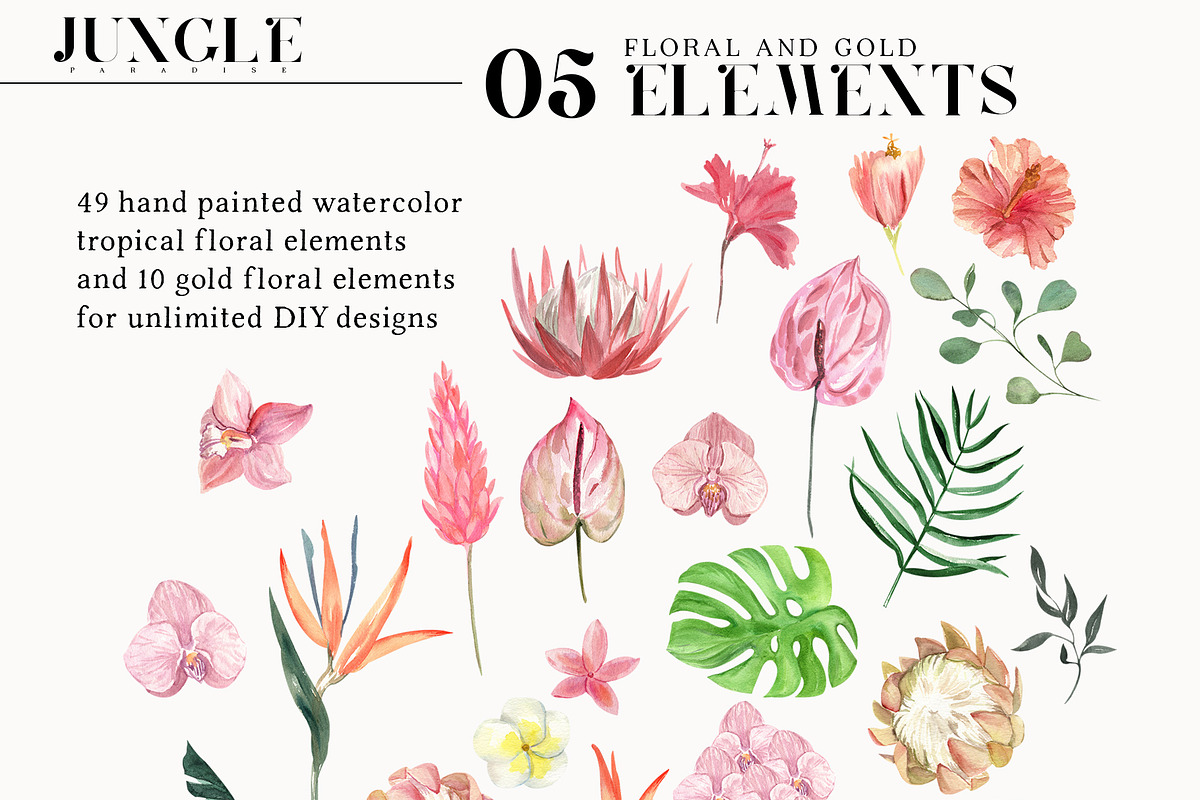 Jungle Paradise Pink Tropical Floral, a Decorative Illustration by Catch the Dream Art (Photo 11 of 17)