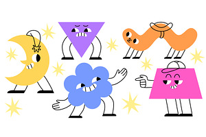 Geometric shape mascots set isolated, an Education Illustration by art PVP - market