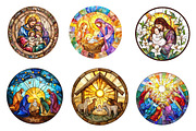 Round Stained Glass Nativity Clipart, an Illustration by CreationArt (Thumbnail 2 of 5)
