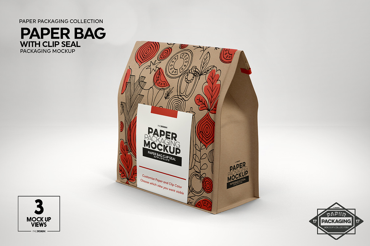 Paper Bags with Clip Seal Mockup, a Packaging Mockup by INCDesign (Photo 2 of 9)