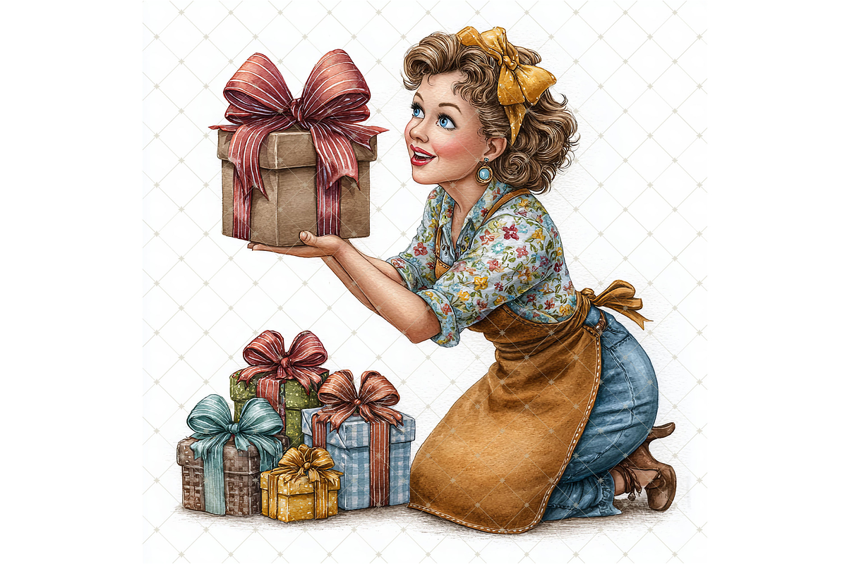 Woman With a Gift Clipart JPG, a Person Illustration by Memories By Lea (Photo 16 of 20)