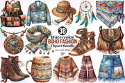Watercolor Boho Fashion Clipart PNG, an Illustration by Canvas Craft (Thumbnail 1 of 4)
