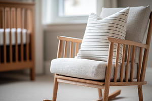 Wooden rocking chair with pillow, an Architecture Photo by MistyDay