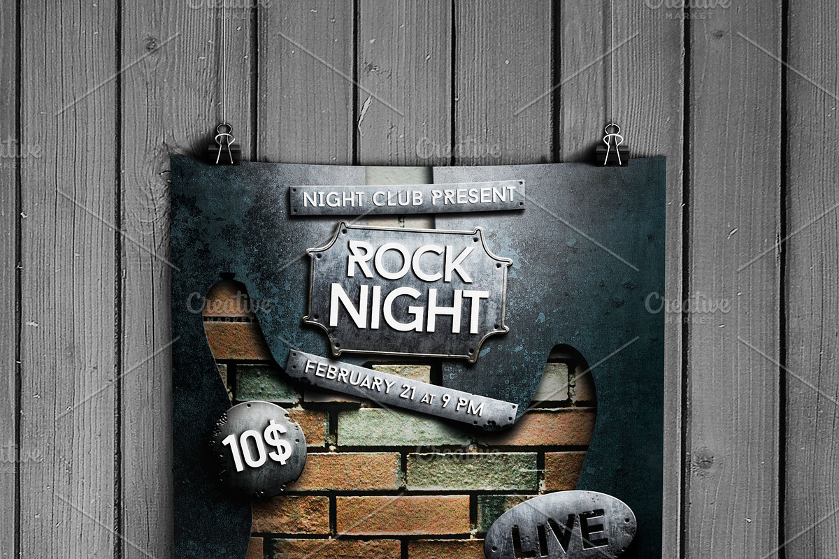 Rock Night Flyer, a Flyer Template by CREATIVE DUDE (Photo 3 of 4)