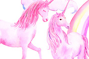 Watercolor Pink Unicorns, an Illustration by Corner Croft (Thumbnail 3 of 5)