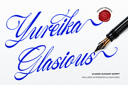 Yureika Glasious Classic Script, a Script Font by gracetype_studio (Thumbnail 1 of 11)