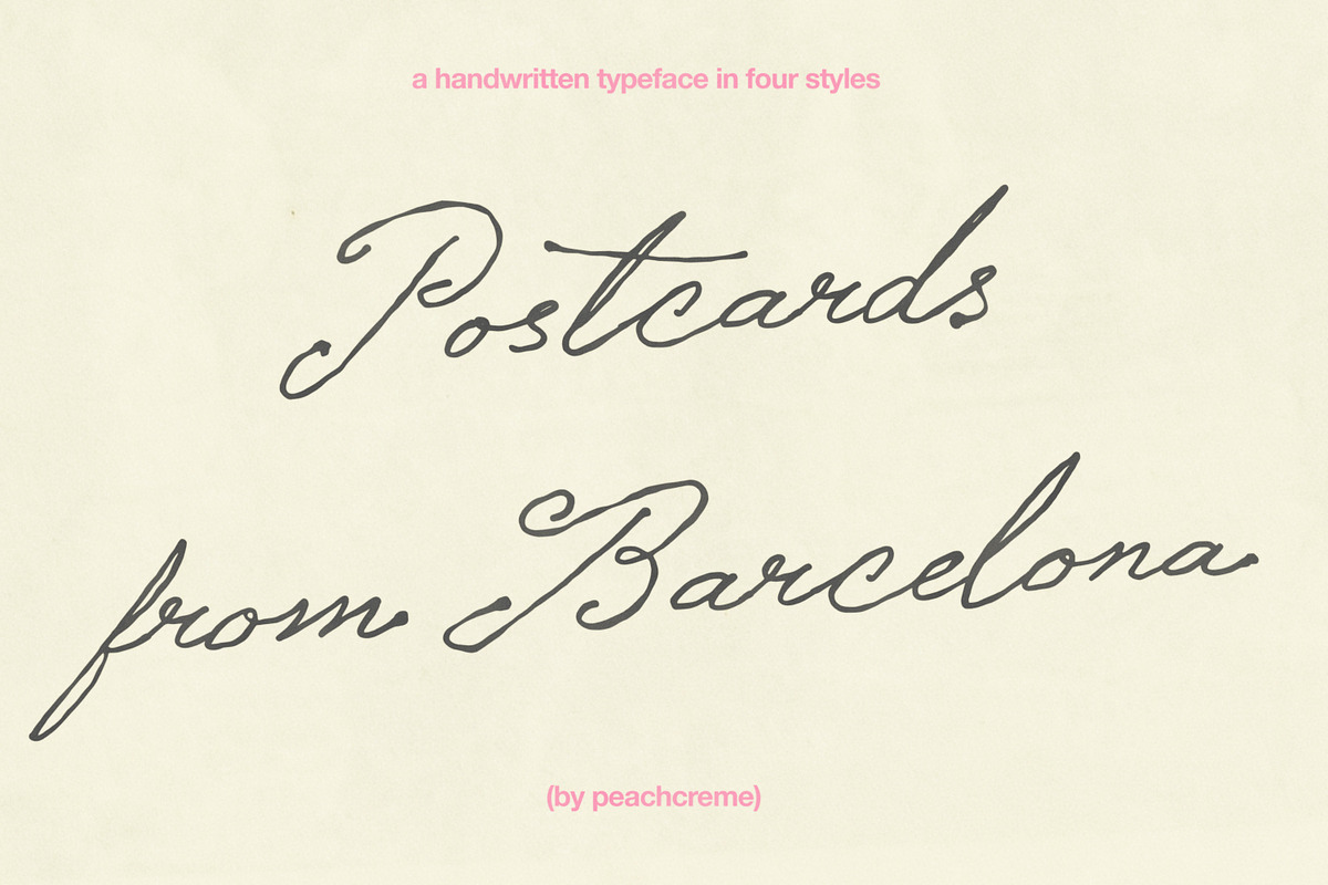Postcards from Barcelona// Font Set, a Handwritten Font by PeachCreme (Photo 1 of 15)