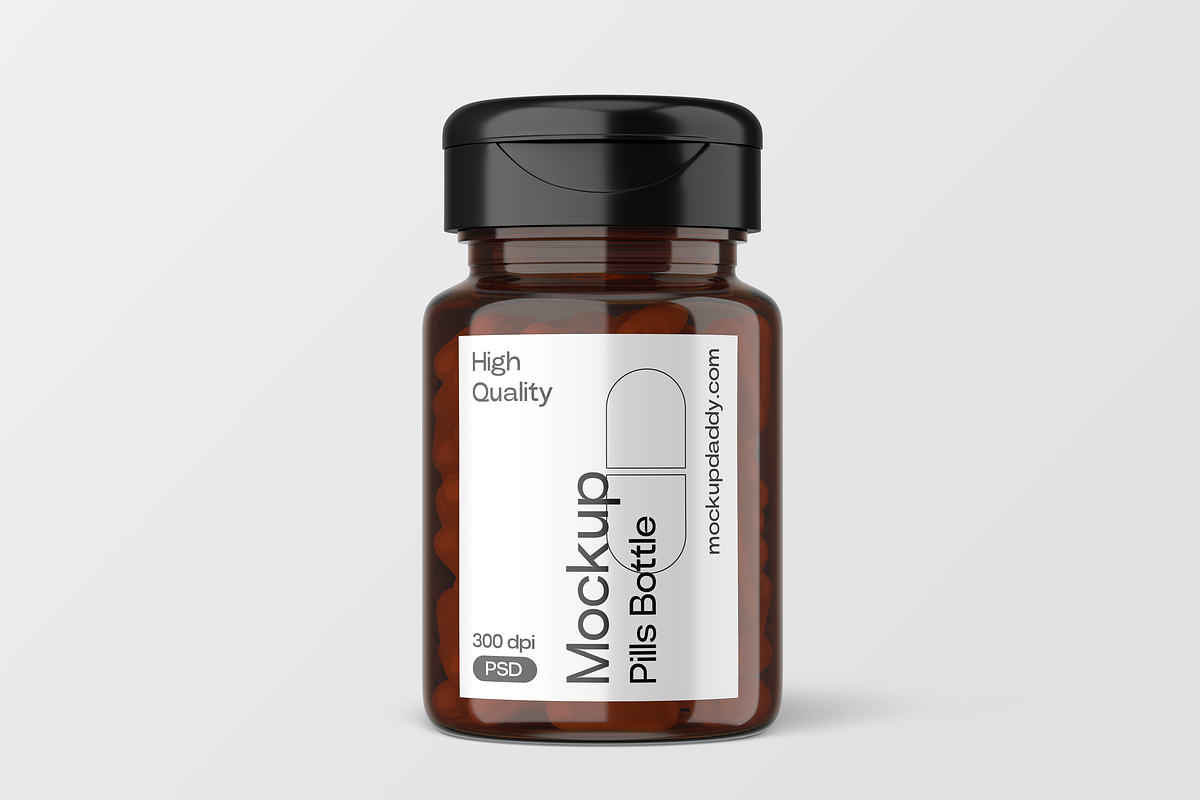 Mini Pill Bottle Mockup with Cap, a Cups & Container Mockup by Mockupdaddy (Photo 22 of 27)