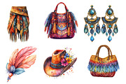 Watercolor Boho Fashion Clipart, an Illustration by Dream Creation (Thumbnail 3 of 6)