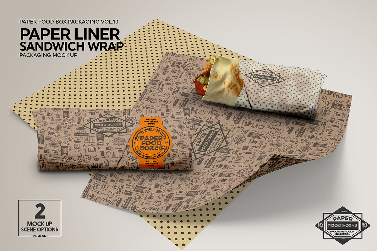 Wrap or Burrito Paper Liner Mockup, a Packaging Mockup by INCDesign (Photo 6 of 7)