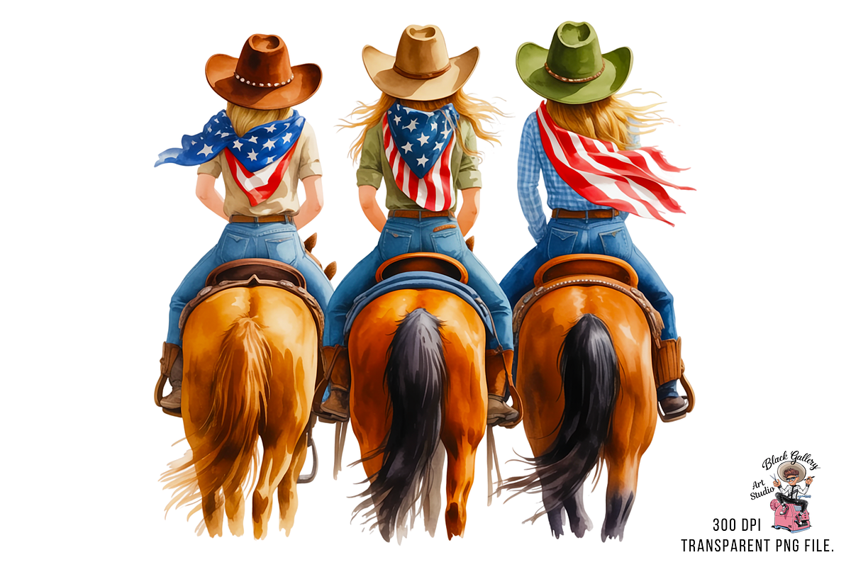10 Patriotic Cowgirls PNG Clipart, a Graphic by Clipart Bloom (Photo 4 of 11)