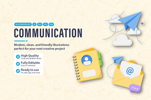 Communication set illustration, a Technology Illustration by pictranoosa_studio