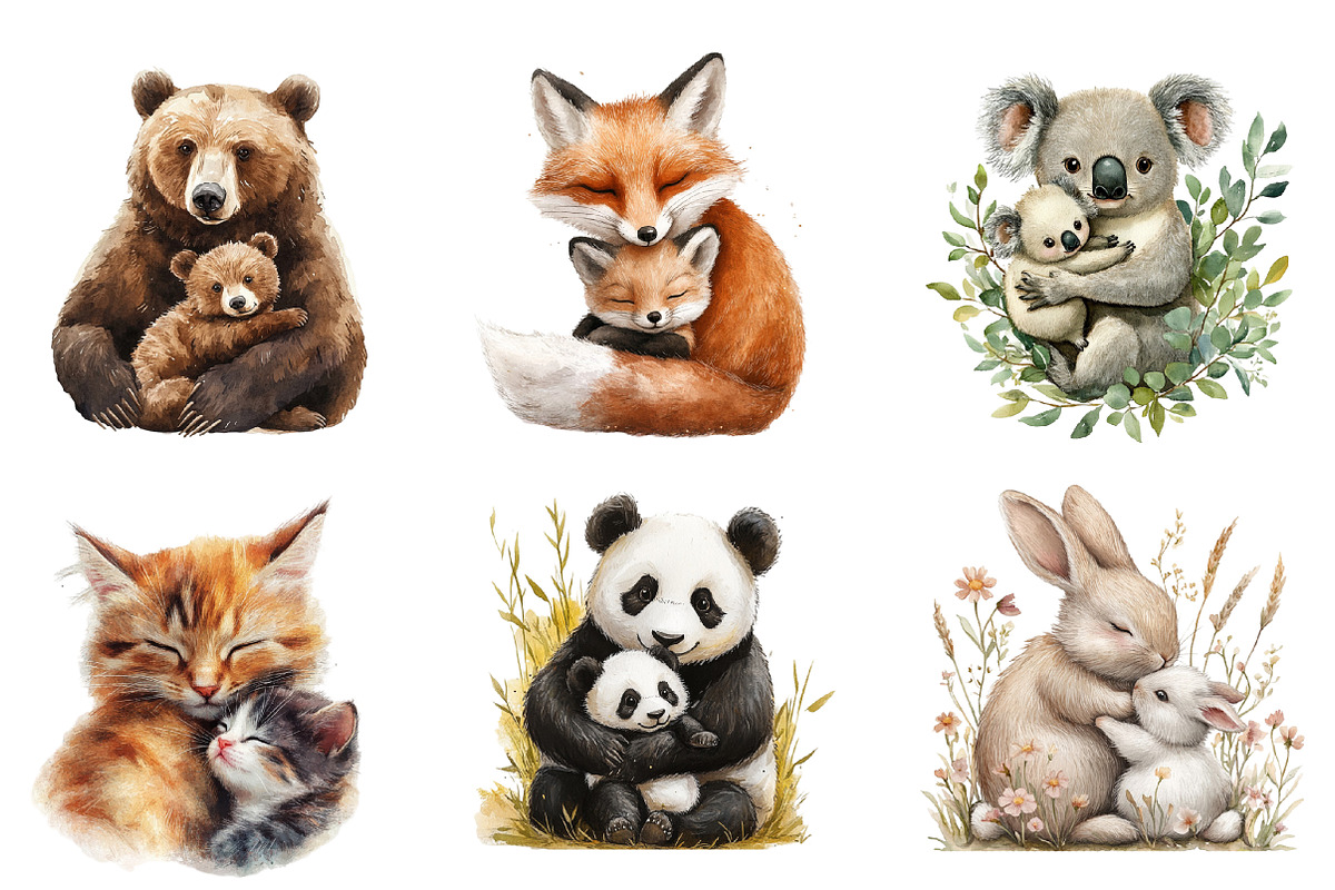 Cute Mother's Day Animals Clipart, an Illustration by SinaCreation (Photo 4 of 5)