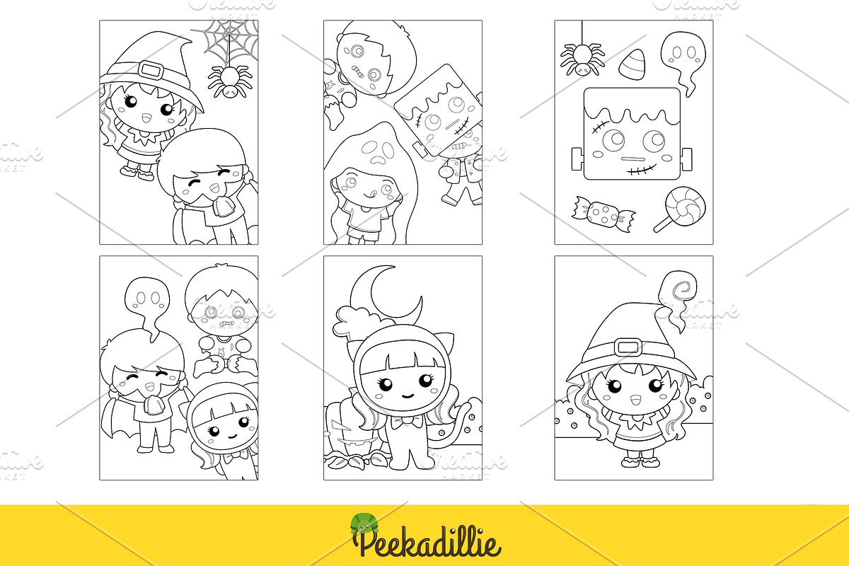 Halloween costumes kids Coloring, a Graphic by Peekadillie Art (Photo 3 of 3)