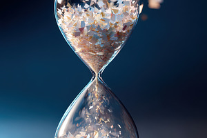 Colorful confetti in a glass hourglass, an Abstract Photo by AlyaAnd