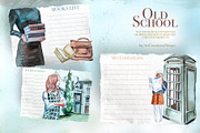 Watercolor Old School Clipart Set, a Seasonal Illustration by ArtCreationsDesign (Thumbnail 15 of 18)