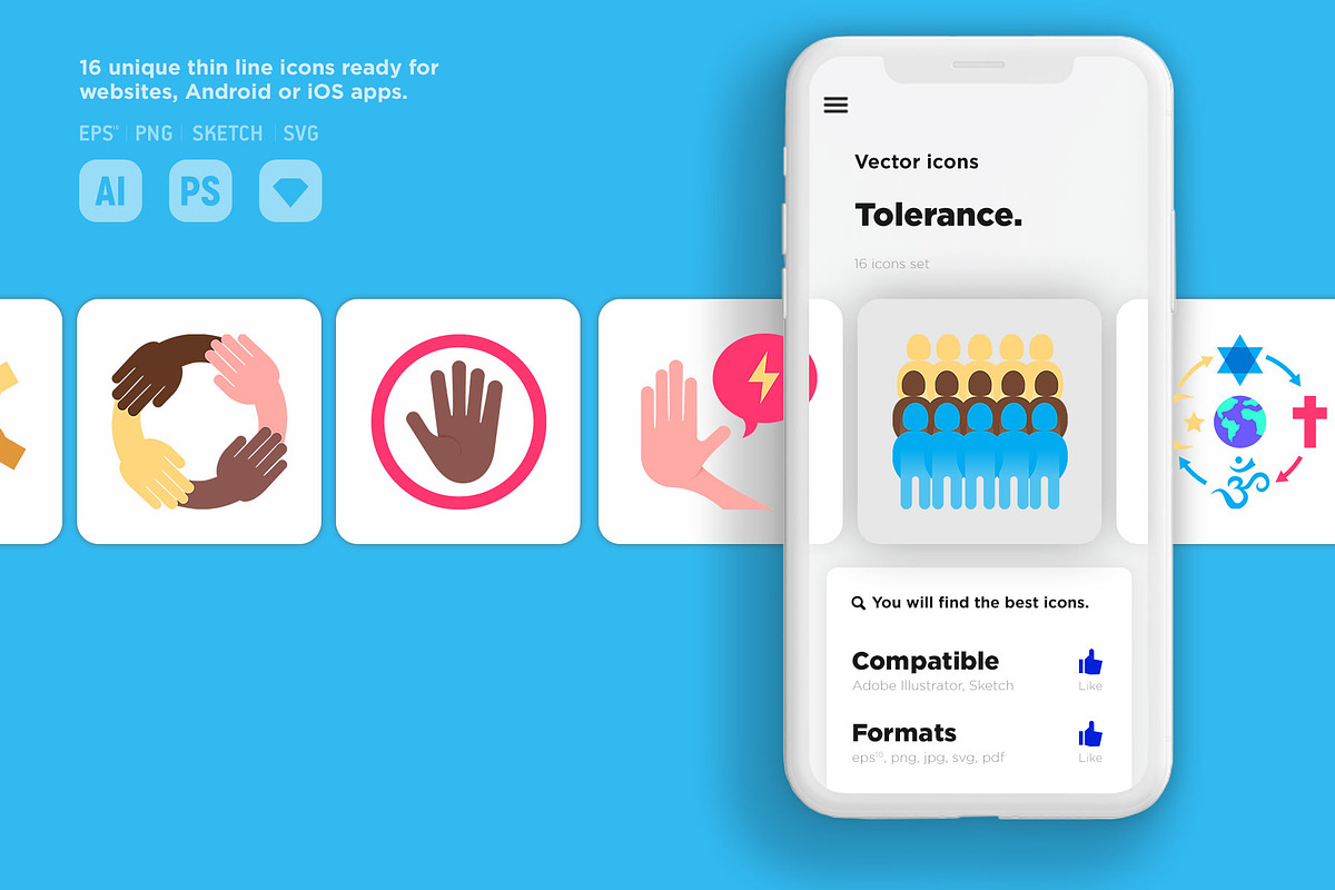 Tolerance | 16 Flat Icons Set, a Solid Icon by Alex Blogoodf (Photo 10 of 12)