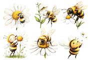 Cute Little Bees Watercolor Clipart, an Illustration by Designworld (Thumbnail 4 of 6)
