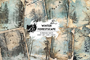 Winter Forests, Grunge Journal Pages, a Seasonal Illustration by Digital Art Mahdiseño (Thumbnail 1 of 9)