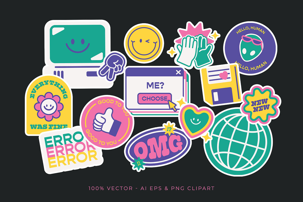 Y2K Sticker illustrations, an Object Graphic by DesignerCandies
