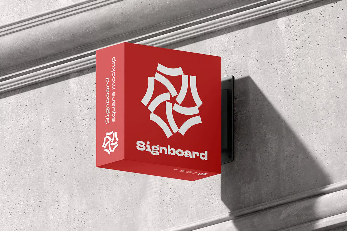 Signboard Square Mock-up, an Advertising Mockup by zippypixelstudio (Photo 4 of 15)