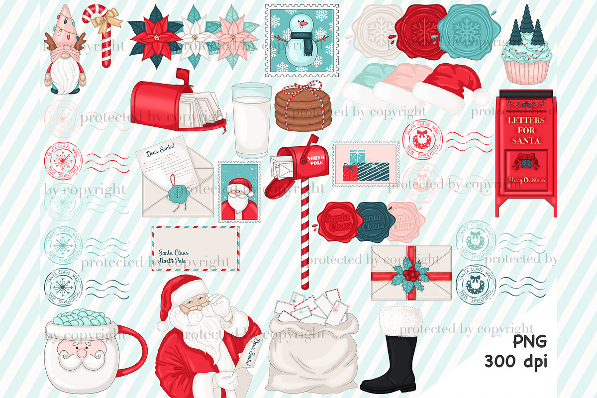 Santa Mail Cliparts, an Illustration by GlamArtZhanna (Photo 2 of 3)