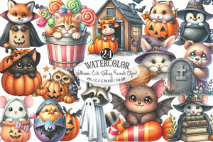 Halloween Cute Peeking Animals PNG, an Illustration by Designking