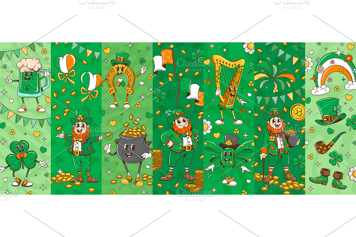 Cartoon groovy st Patrick day, an Illustration by Vector Tradition (Photo 1 of 3)
