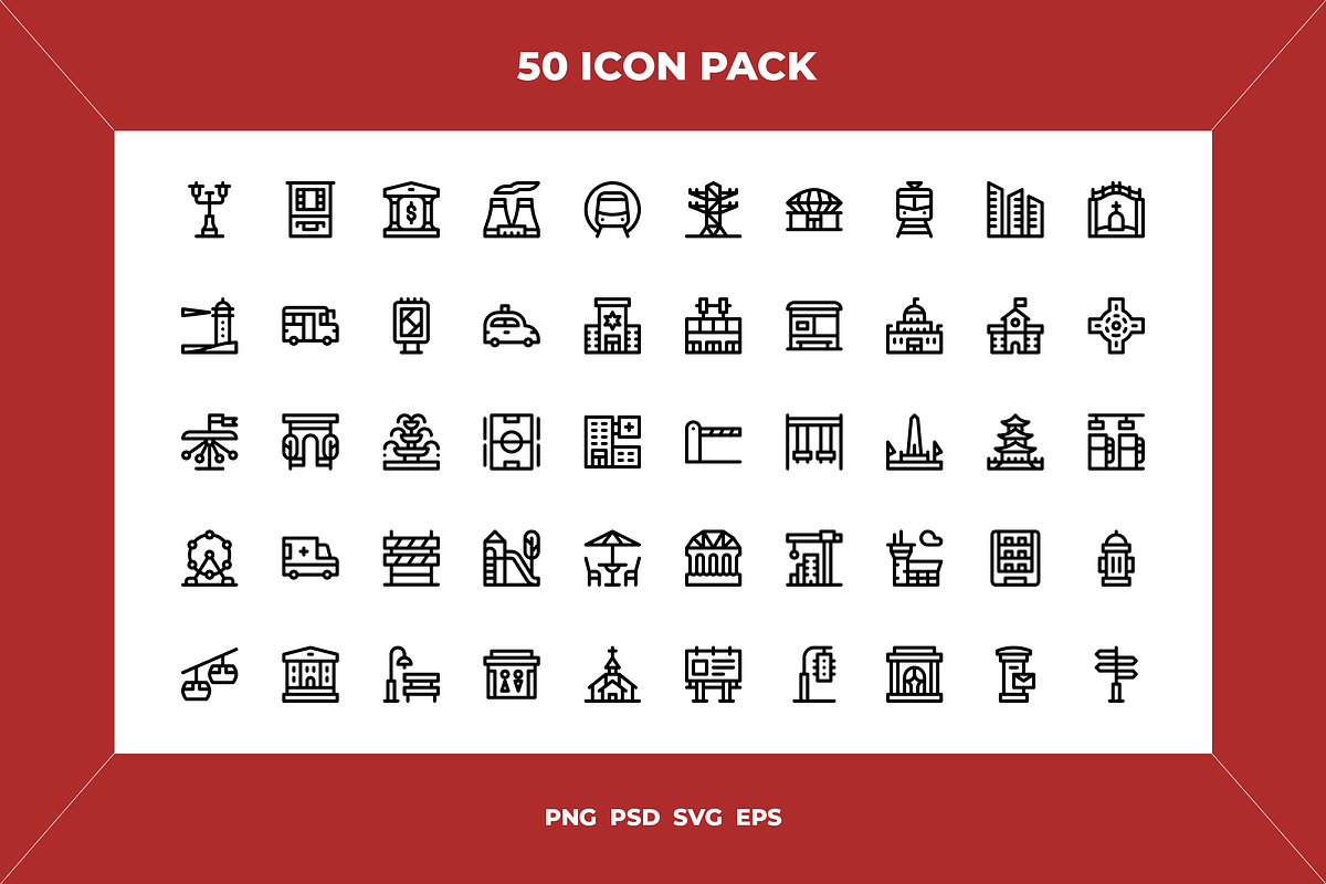 City elements icons, an Outline Icon by Wencory (Photo 1 of 2)