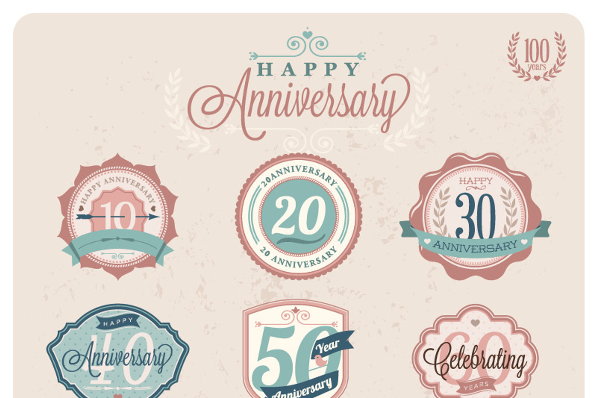 Vector Anniversary labels, a Decorative Illustration by Noka Studio
