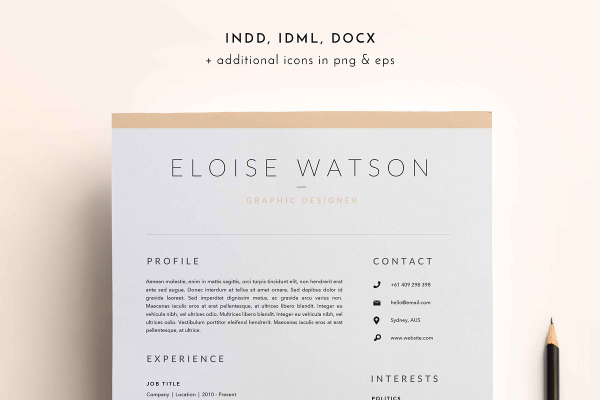 3 Page Resume Template | INDD + DOCX, a Resume Template by BlackDotResumes (Photo 1 of 5)